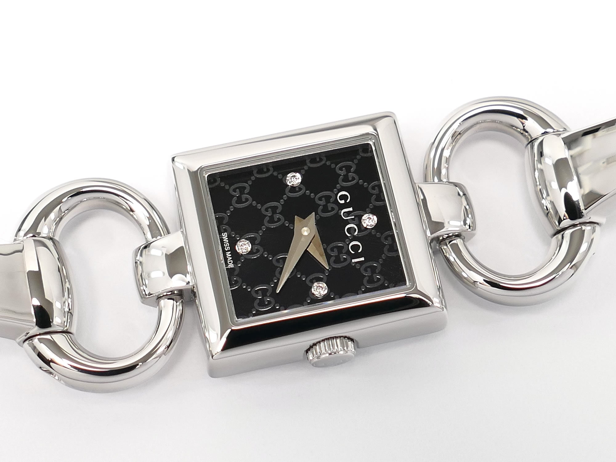 Gucci Tornabuoni Black Dial with 4 Diamonds YA120507