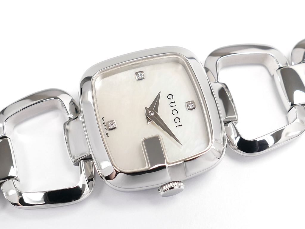 Gucci G White Mother of Pearl with 3 Diamonds YA125502