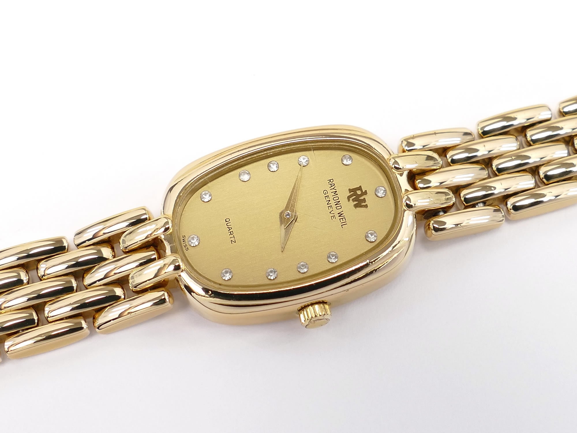 Raymond Weil Vintage 5807 Champagne Dial 18k Gold Plated Oval Case