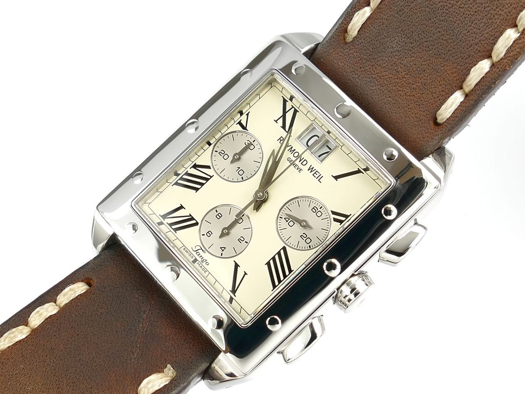 Raymond Weil Tango Chronograph 4881 cream dial with silver sub dials and black Roman Numerals