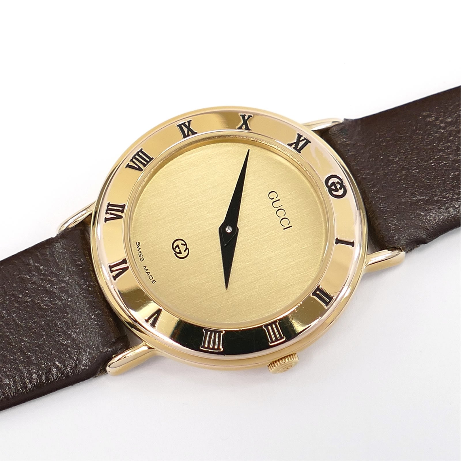 Gucci 3000L 18k Gold Plated Roman Numeral Bezel