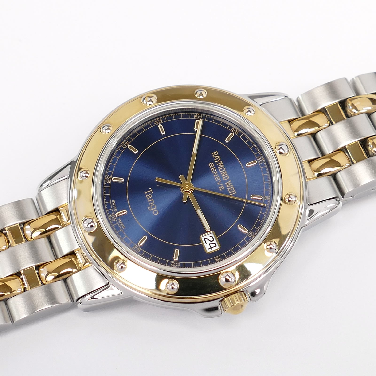 Raymond Weil Tango 5560 Blue Dial Men's 35mm Part 18k Gold – SWWatches