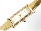 Gucci 1500 L White on 18k Gold Bangle rectangular face