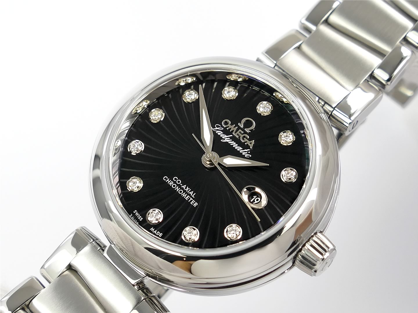 Omega De Ville Ladymatic Black Co-Axial Chronometer 425.30.34.20.51.001 date display