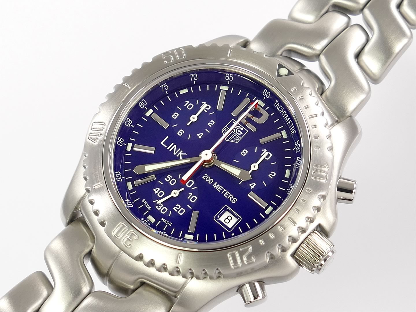TAG Heuer Link Chronograph Blue CT1110.BA0550 with tachymeter and date display