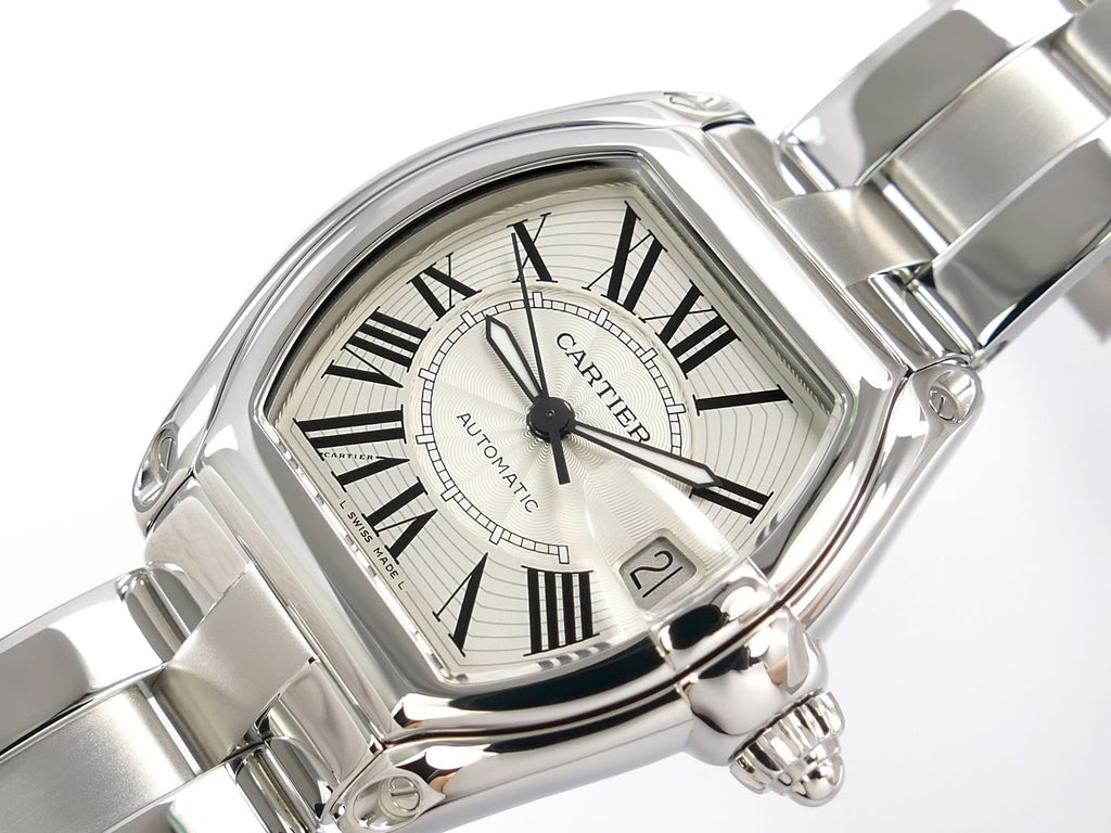 Cartier Roadster 2510 Silver with Roman Numerals and date