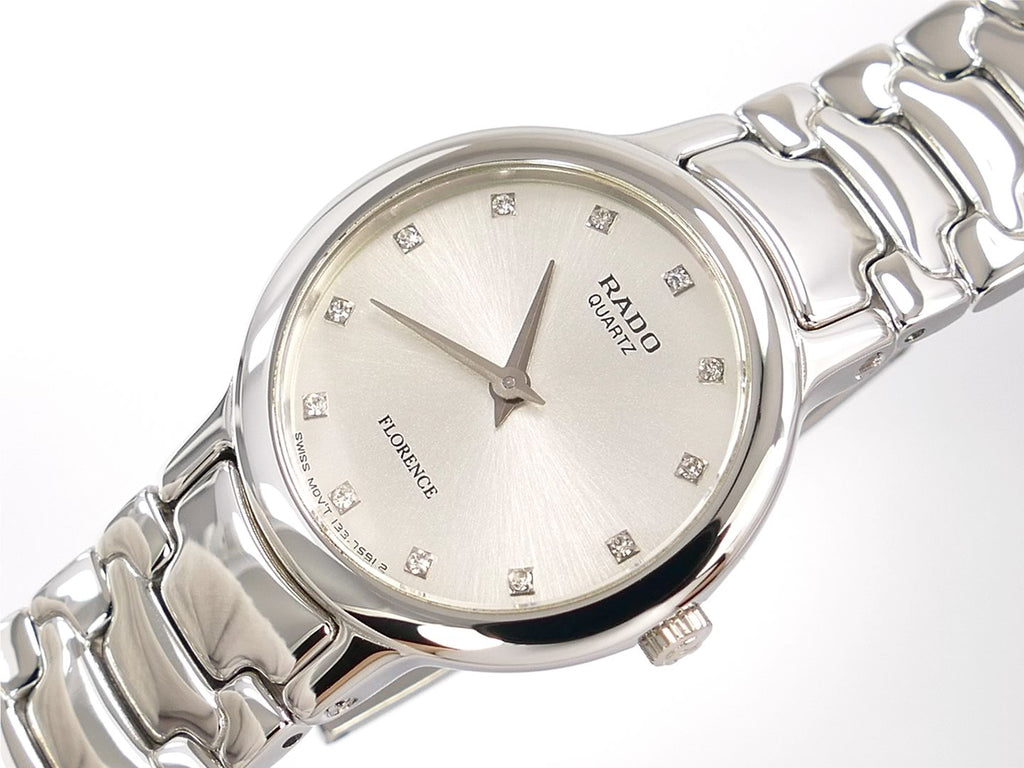 Rado Florence Silver 133.7591.2 sunburst dial set with 12 diamonds