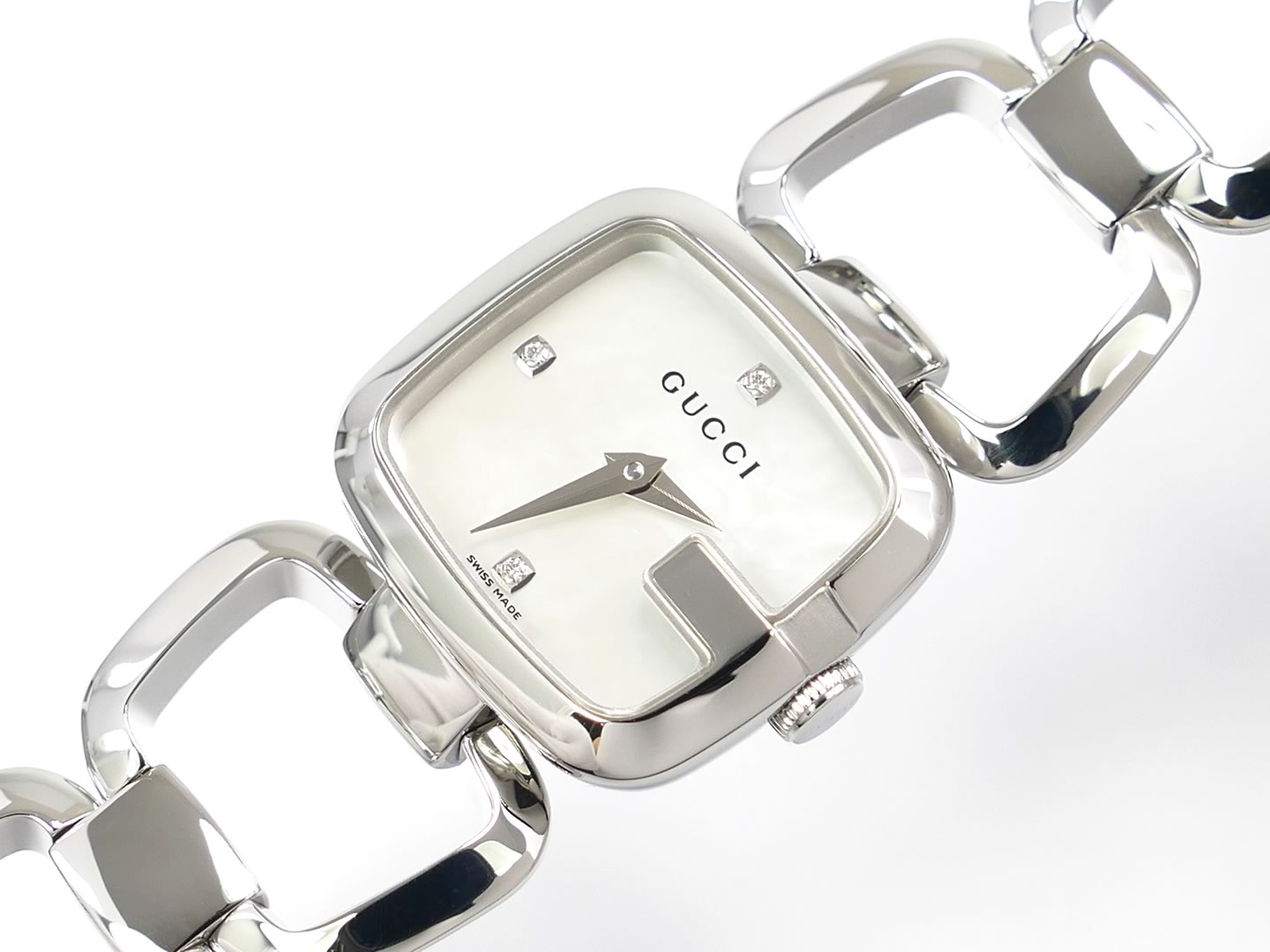 Gucci G White Mother of Pearl Diamond Set Dial YA125502