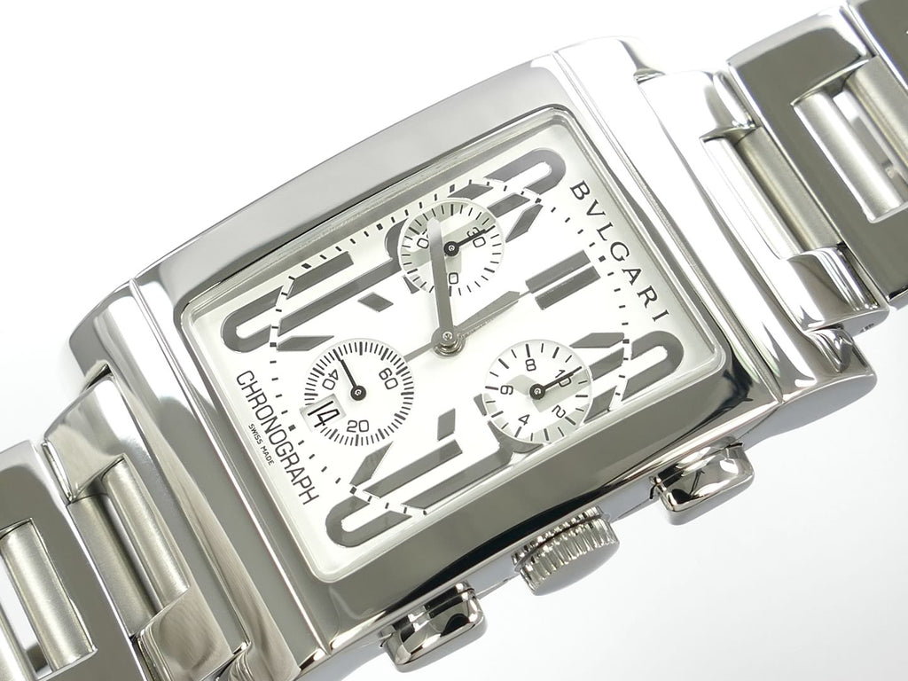 Bulgari Rettangolo White Chronograph RTC49S rectangular