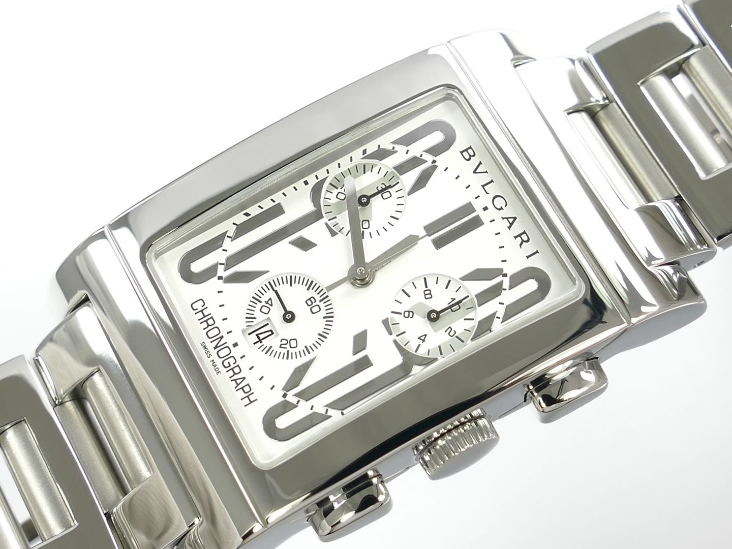 Bulgari Rettangolo White Chronograph RTC49S rectangular