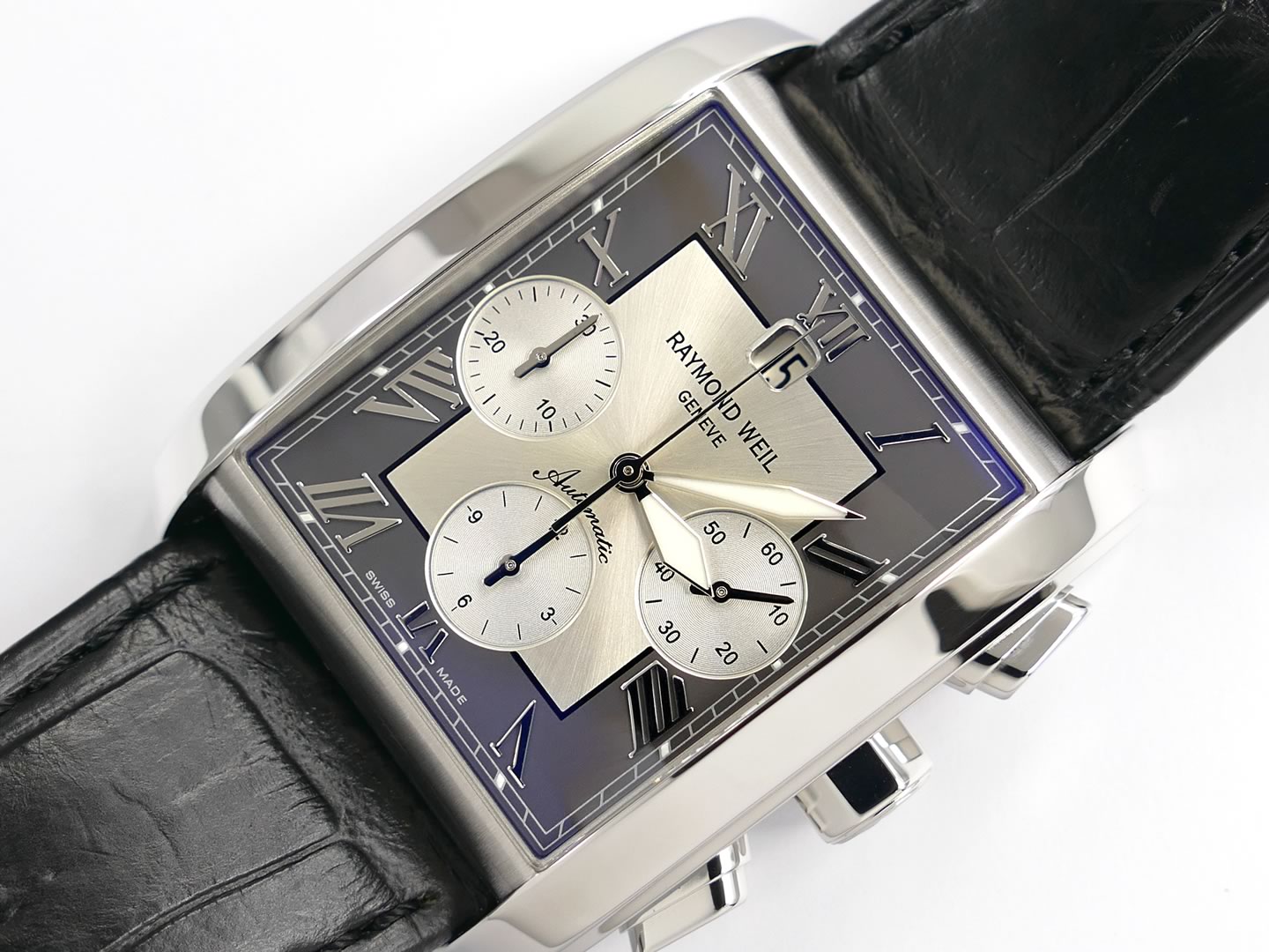 Raymond Weil Don Giovanni Cosi Grande 4878-STC-00668 rectangular silver / grey dial with date