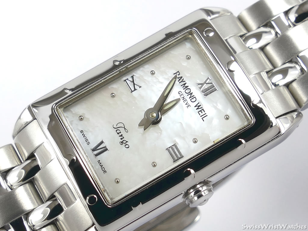 Raymond Weil Collection Tango White 5971 mother of pearl dial close up