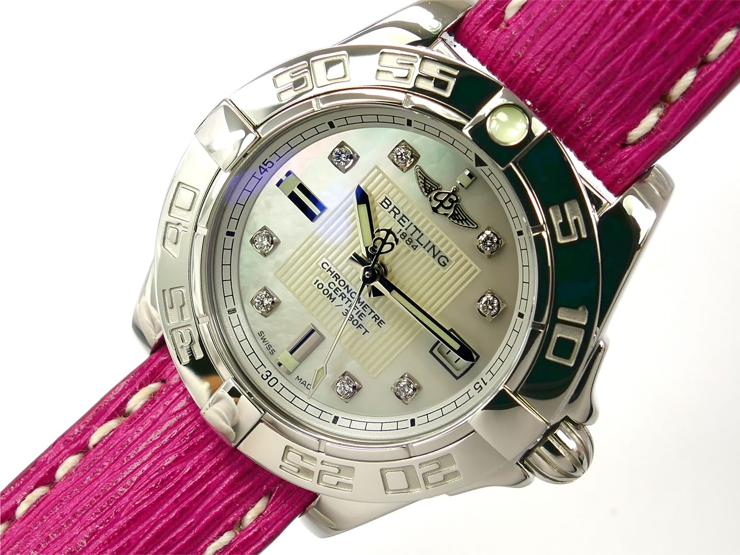 Breitling Galactic 32 White Mother of Pearl Dial with Diamonds A71356L2/A708 date