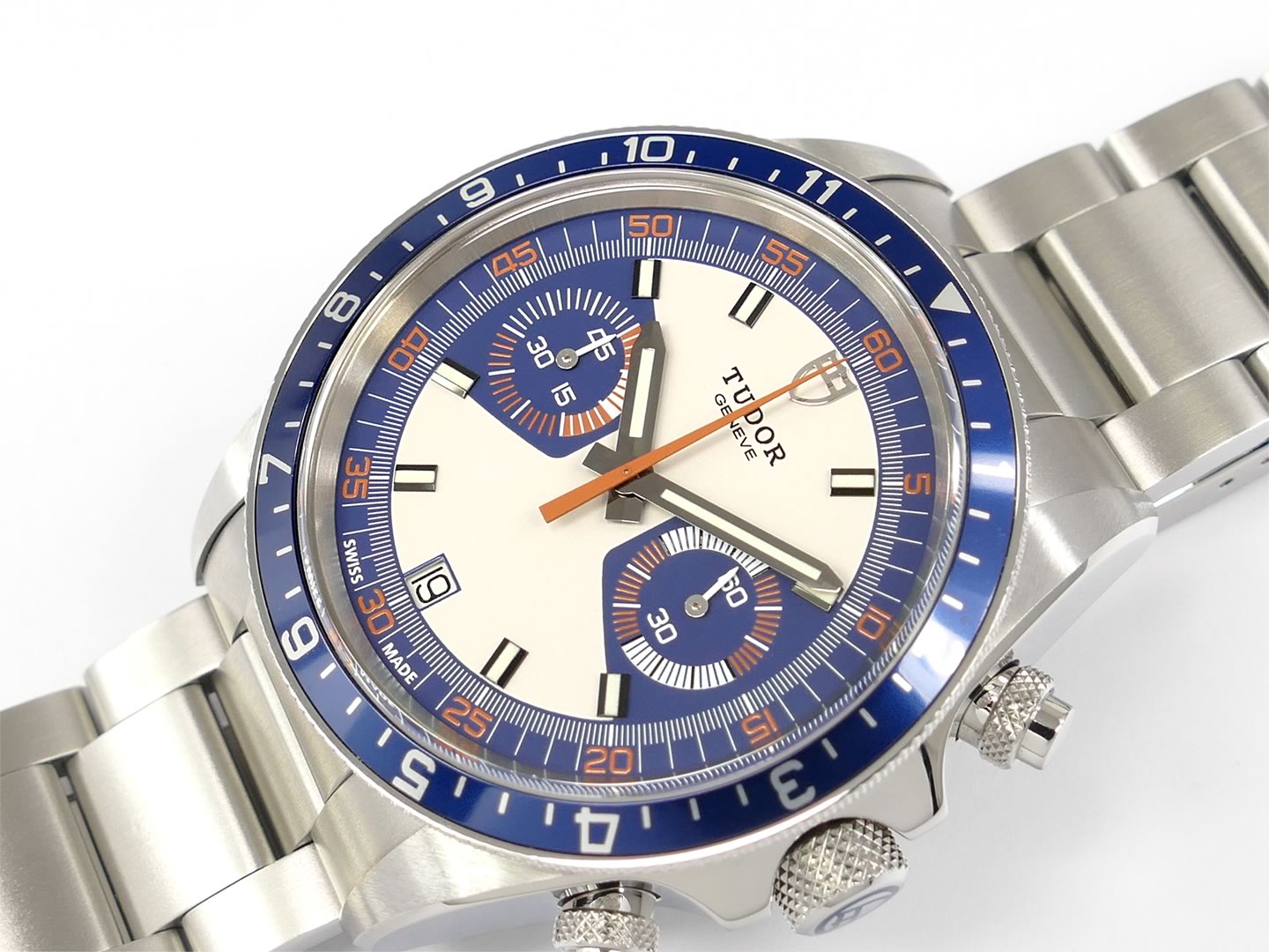 Tudor Heritage Chrono Blue / Silver 70330B with date 