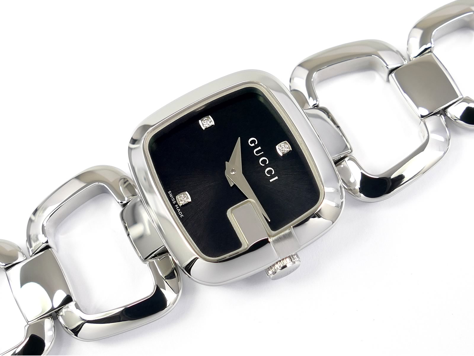 GUCCI ブラック 腕時計 125.5 Gucci G Black Sunburst Dial YA125509 G-Gucci 125.5 – SWWatches