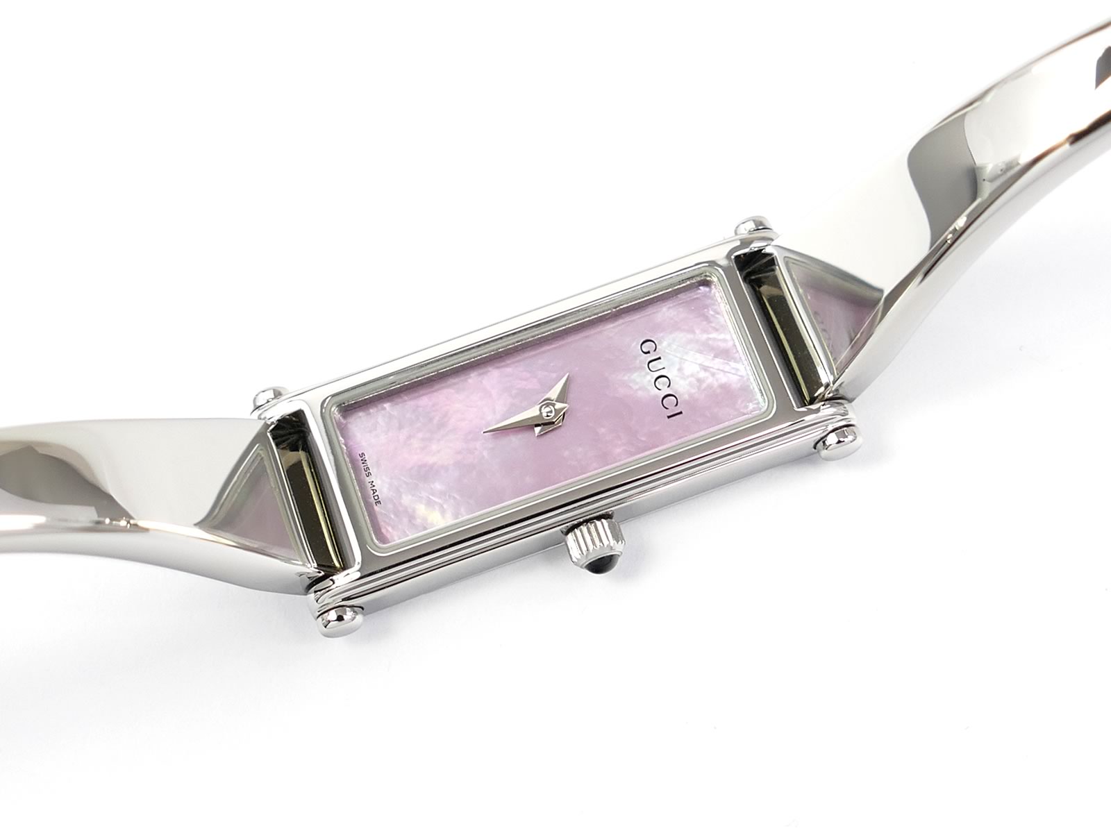 Gucci 1500L Pink Mother of Pearl Rectangular Dial 