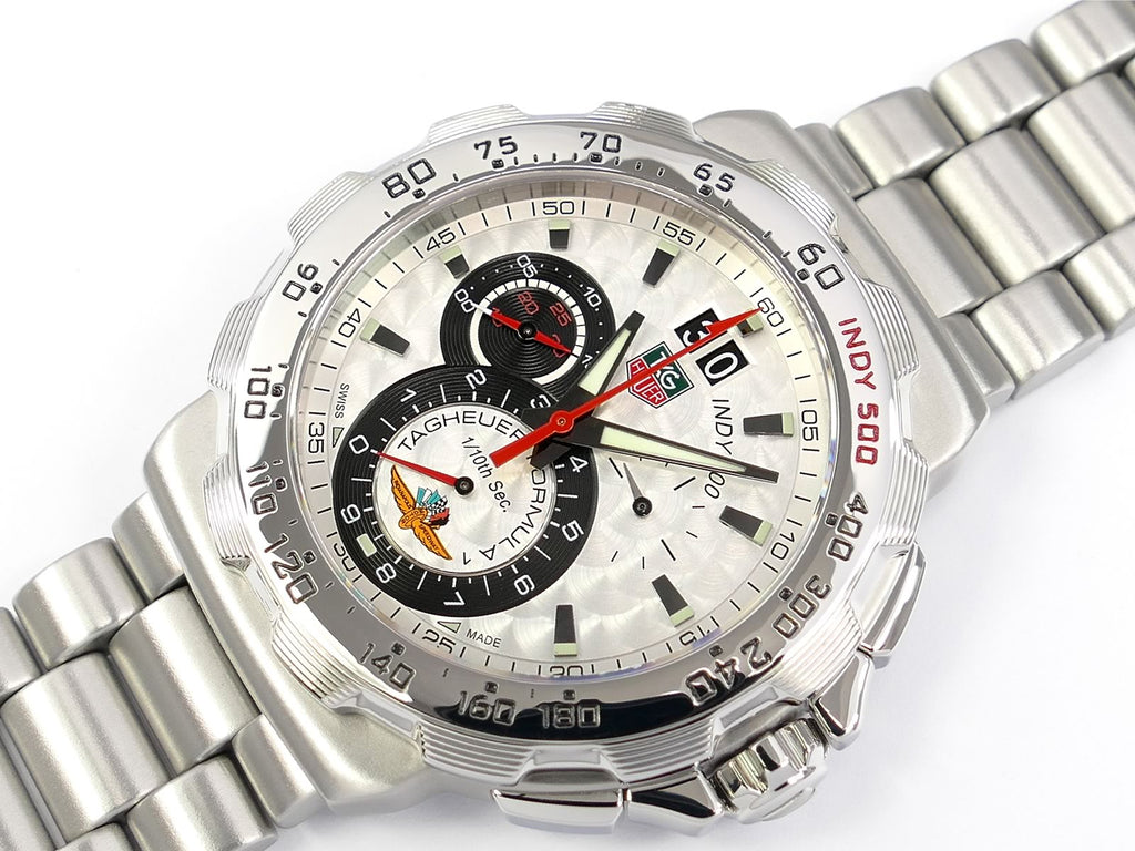 TAG Heuer Formula 1 Indy 500 Chronograph CAH101B.BA0854 silver dial with tachymeter bezel