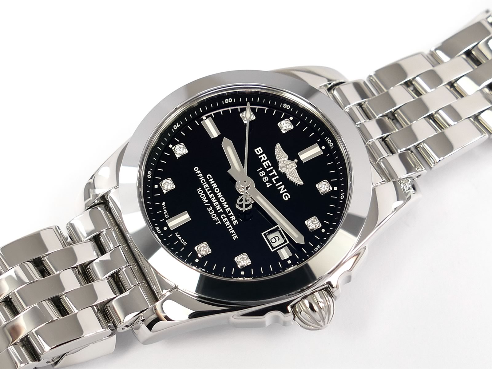 Breitling Galactic 29 Sleek Black W72348 Diamond Markers