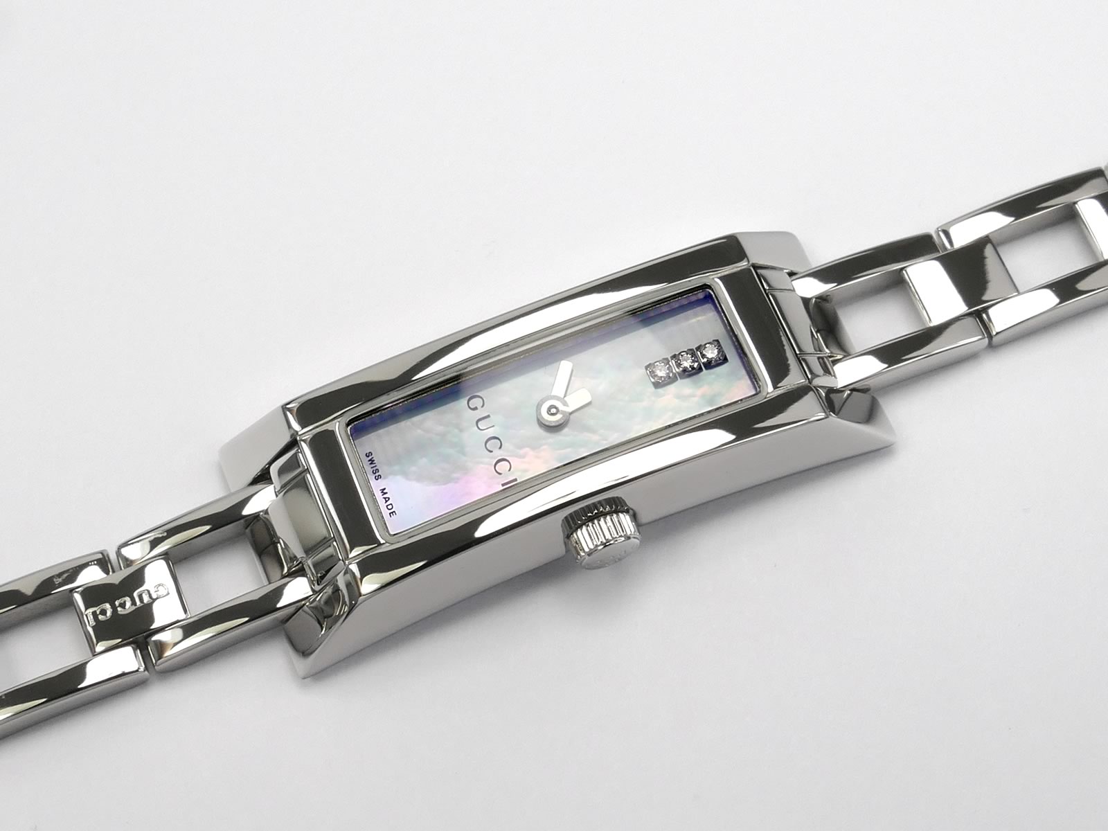 Gucci G-Link 110 White Mother of Pearl Diamond Dial