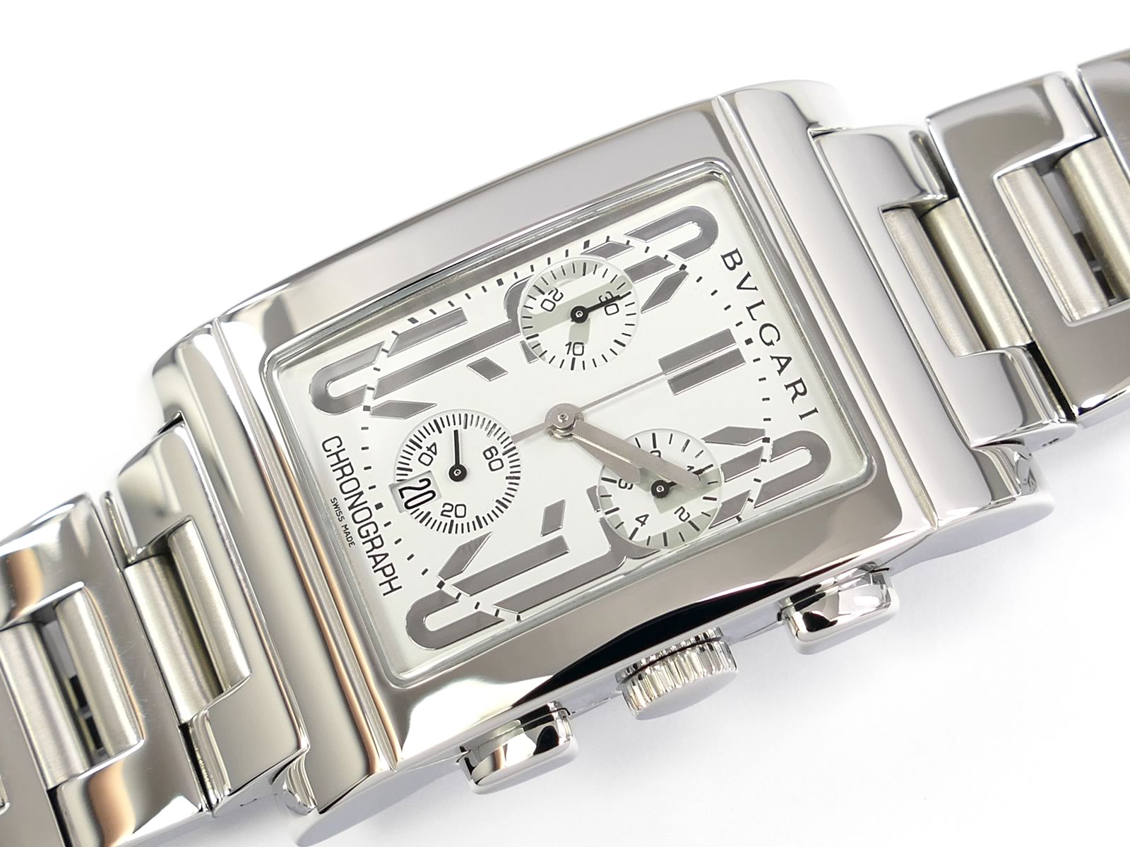 Bulgari Rettangolo RTC 49 S White Chronograph Rectangular Date