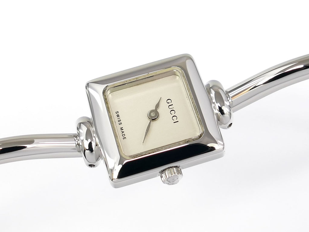 Gucci 1900L Square Silver Dial Bangle Watch in Stainless Steel