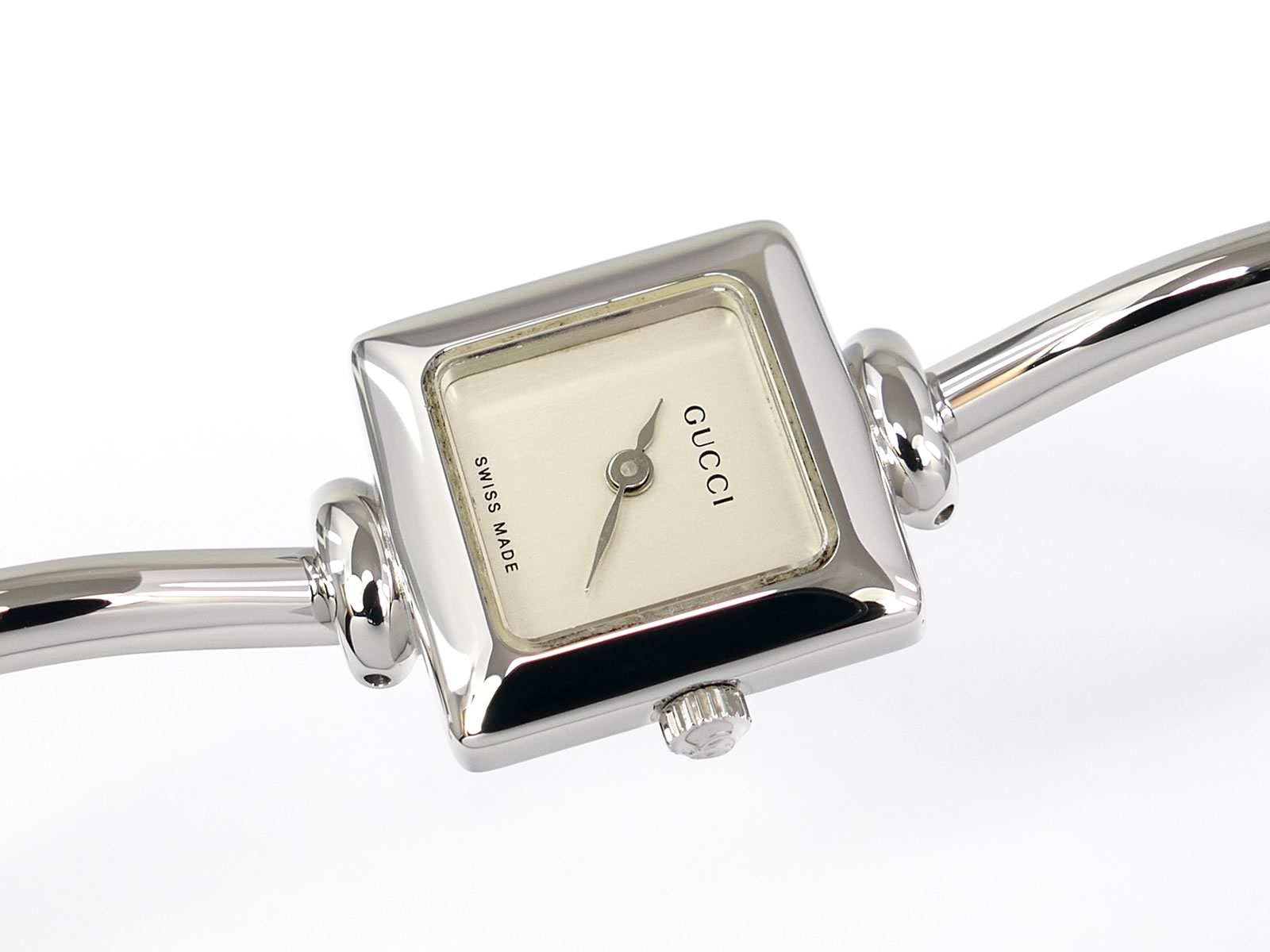 Gucci 1900L Square Silver Dial Bangle Watch in Stainless Steel