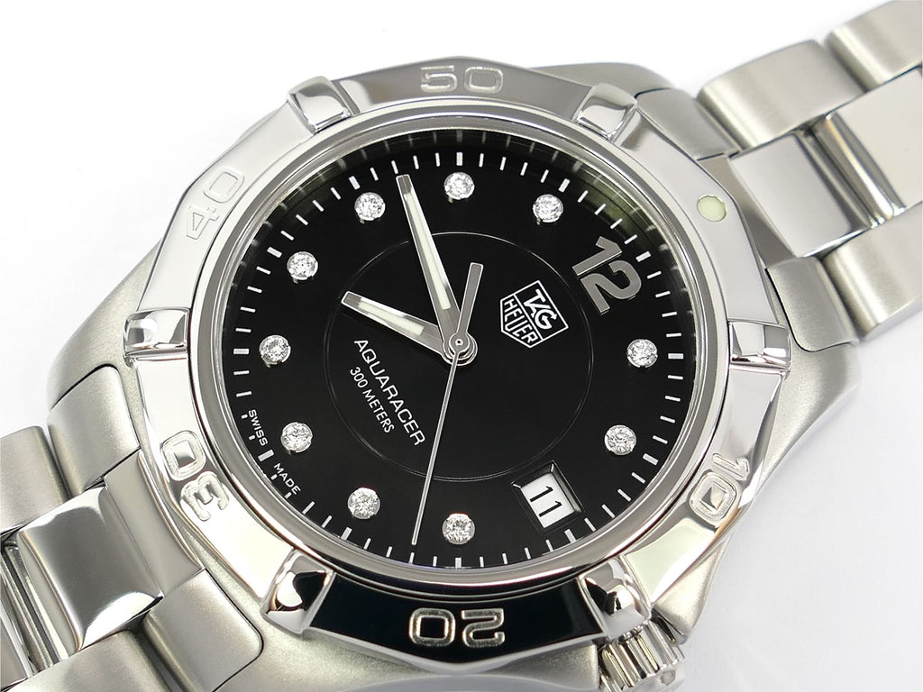 TAG Heuer Aquaracer 300M Black Dial with Diamond Markers WAF111C