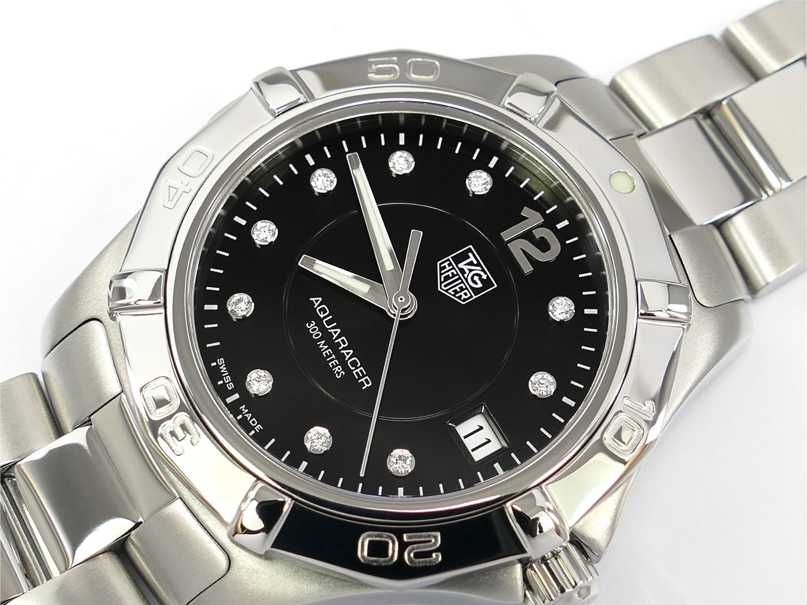 TAG Heuer Aquaracer 300M Black Dial with Diamond Markers WAF111C