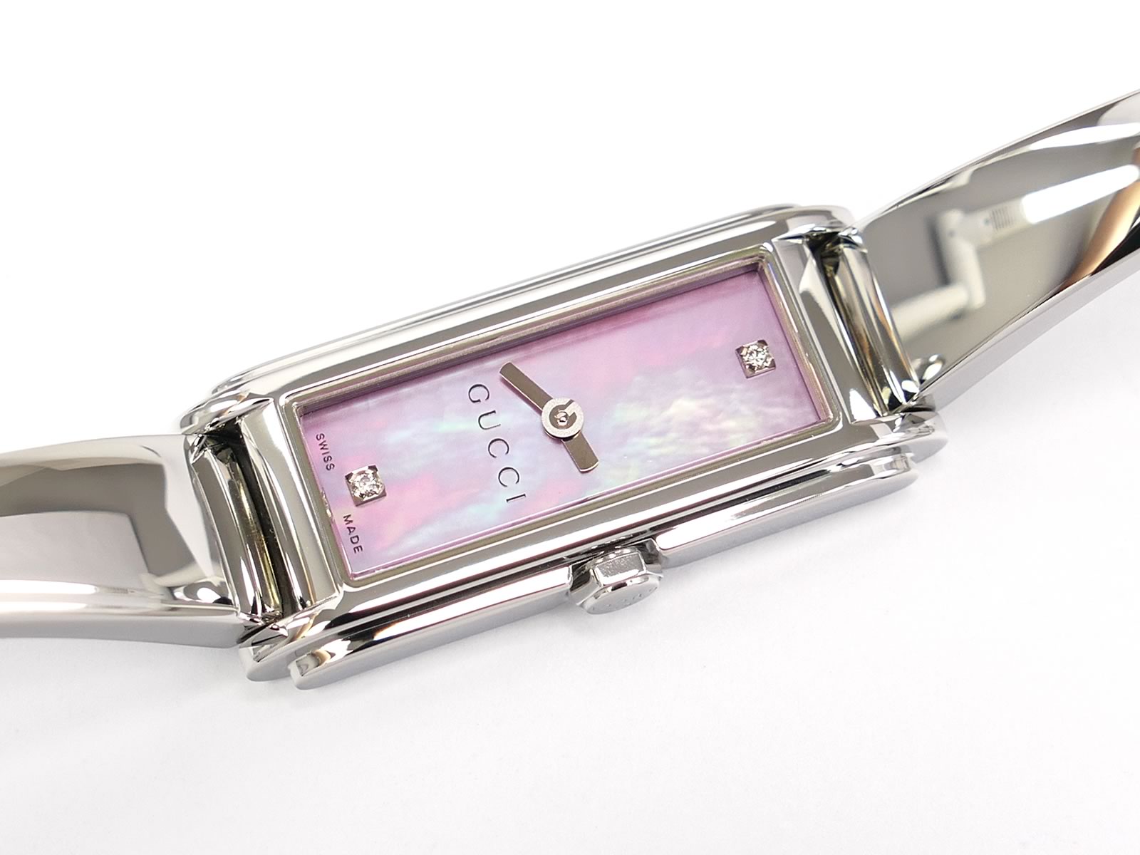 Gucci G-Line 109 Pink Mother of Pearl Dial with 2 Diamonds YA109520