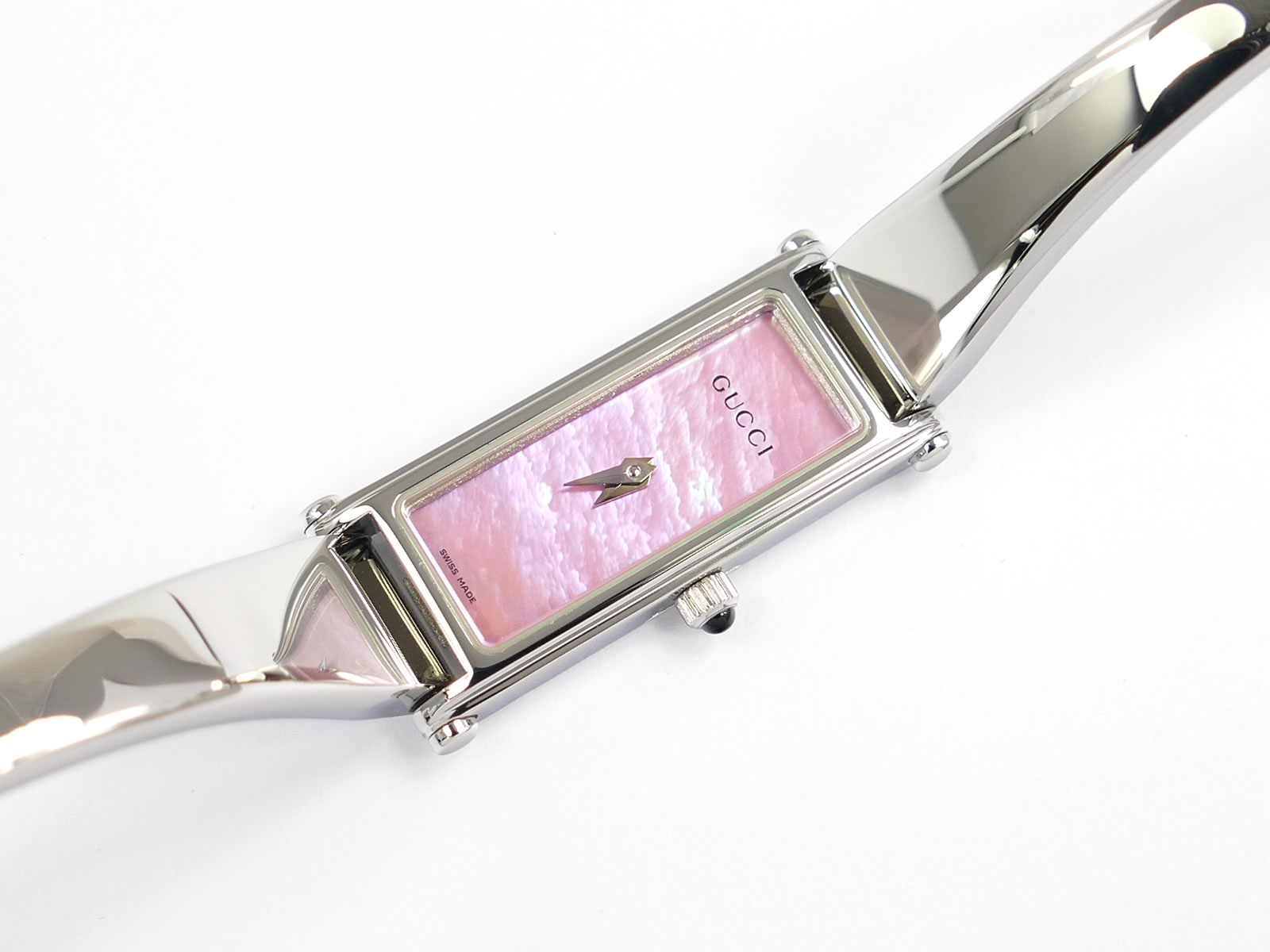 Gucci 1500L Pink Mother of Pearl on Stainless Steel Bangle – SWWatches