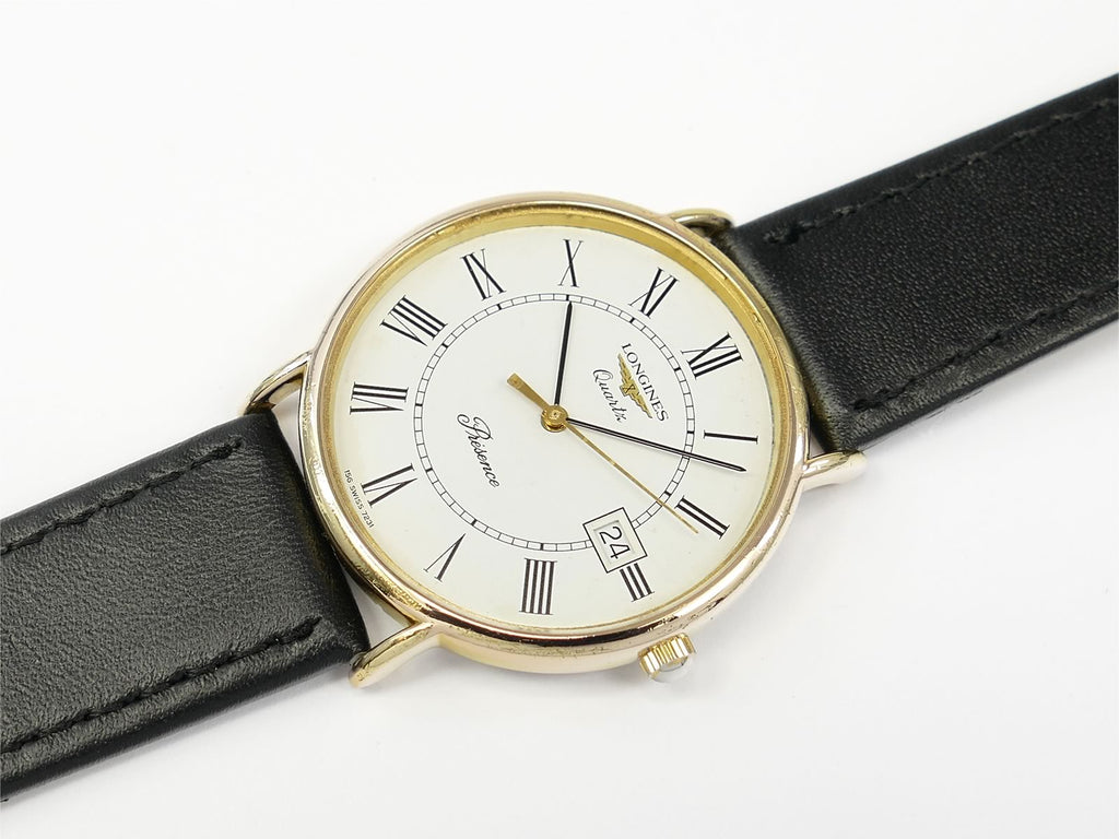 Longines Présence Roman Numeral Dial 18k Gold Plated Case