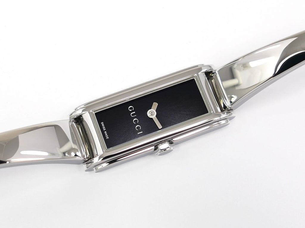 Gucci G-Line 109 Black Rectangular Dial on Stainless Steel Bangle YA109522