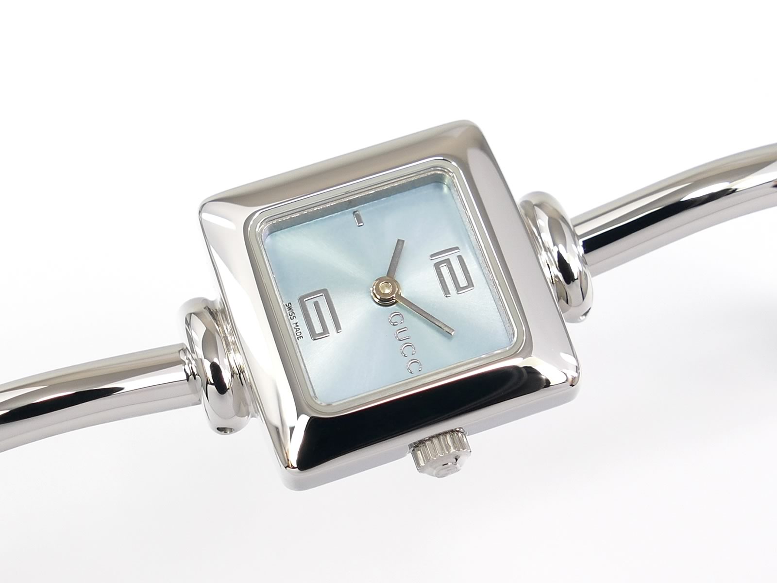 Gucci 1900L Square Blue Dial Stainless Steel Bangle 1900