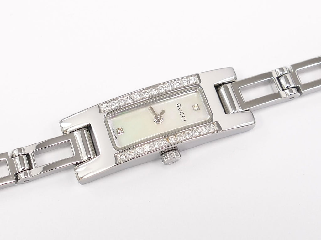 Gucci 3900L White Mother of Pearl Dial 26 Diamonds Stainless Steel