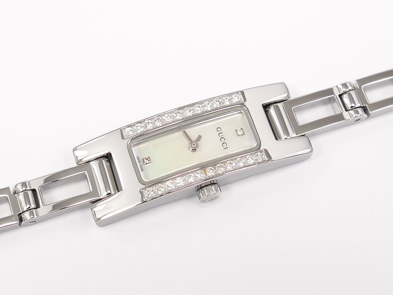 Gucci 3900L White Mother of Pearl Dial 26 Diamonds Stainless Steel