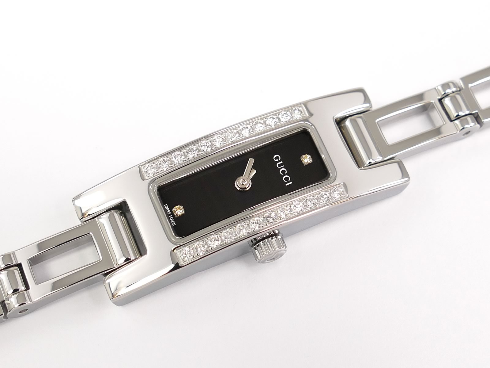 Gucci 3900L Black Dial with 26 Diamonds on Stainless Steel – SWWatches