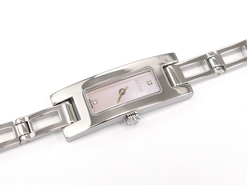 Gucci 3900L Pink Mother of Pearl Diamond Set Dial rectangular watch