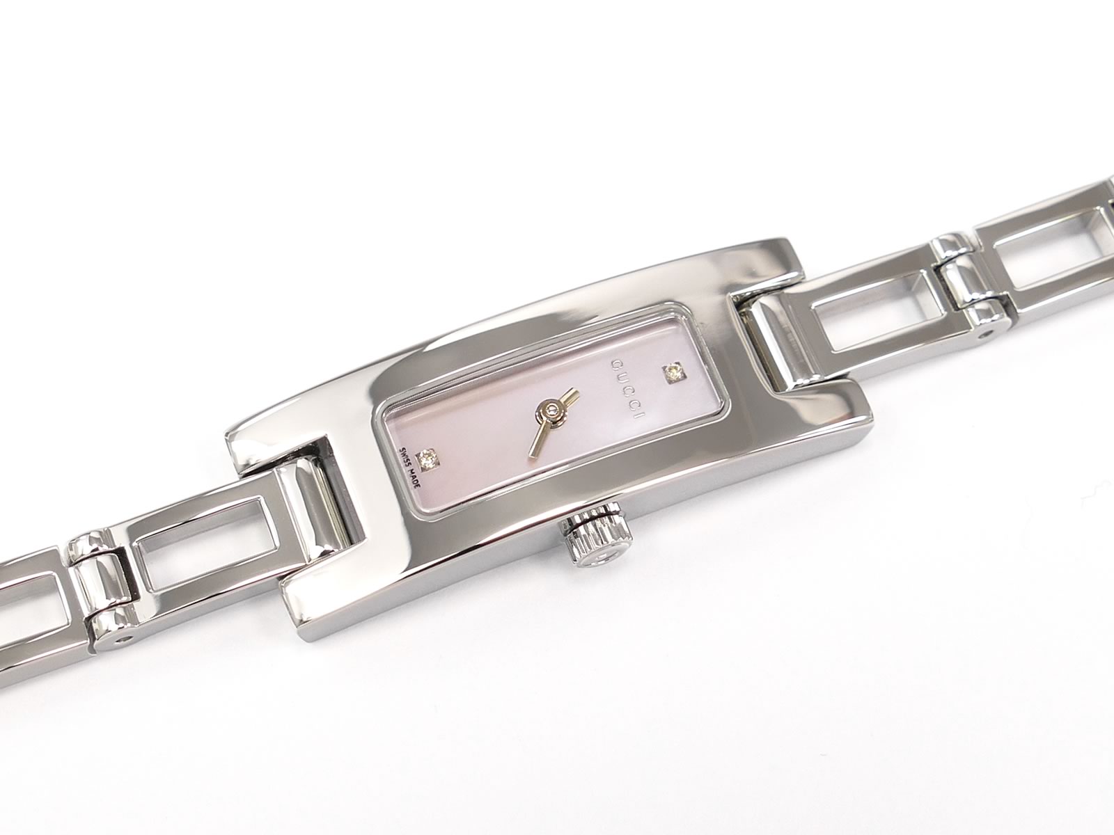 Gucci 3900L Pink Mother of Pearl Diamond Set Dial rectangular watch