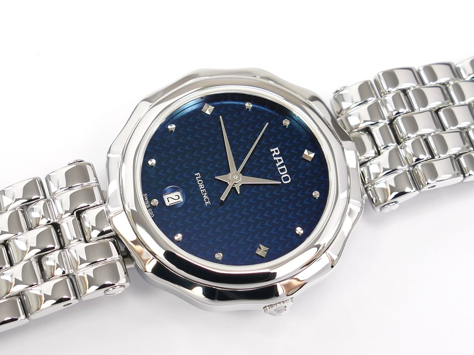 【メ0714-37】RADO FLORENCE 129.3736.4 動作未確認 Rado Florence Blue with Date 129.3736.4 Dodecagon 31mm Watch