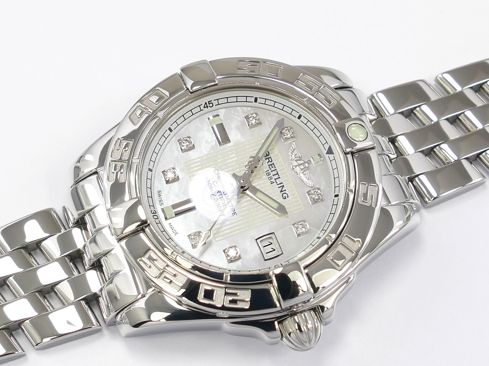 Breitling Galactic 32 Lady White Mother of Pearl & Diamonds with date A71356