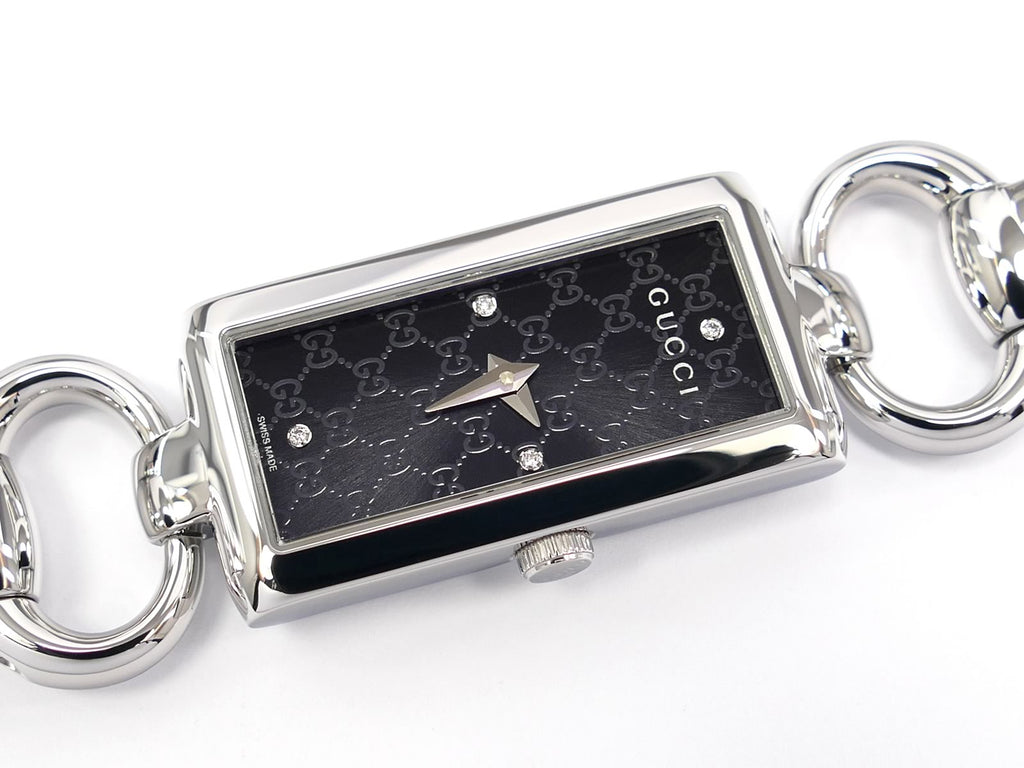 Gucci Tornabuoni 119 Black Sunburst Dial YA119506 with 4 Diamonds