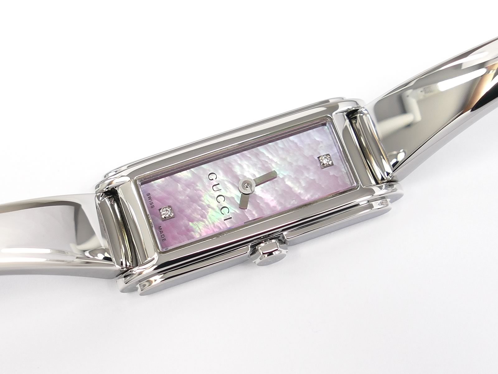 Gucci G-Line 109 Pink Mother of Pearl Dial with Diamonds YA109520 rectangular case