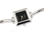 Gucci Black Dial Square Quartz Watch on Stainless Steel Bangle 1900
