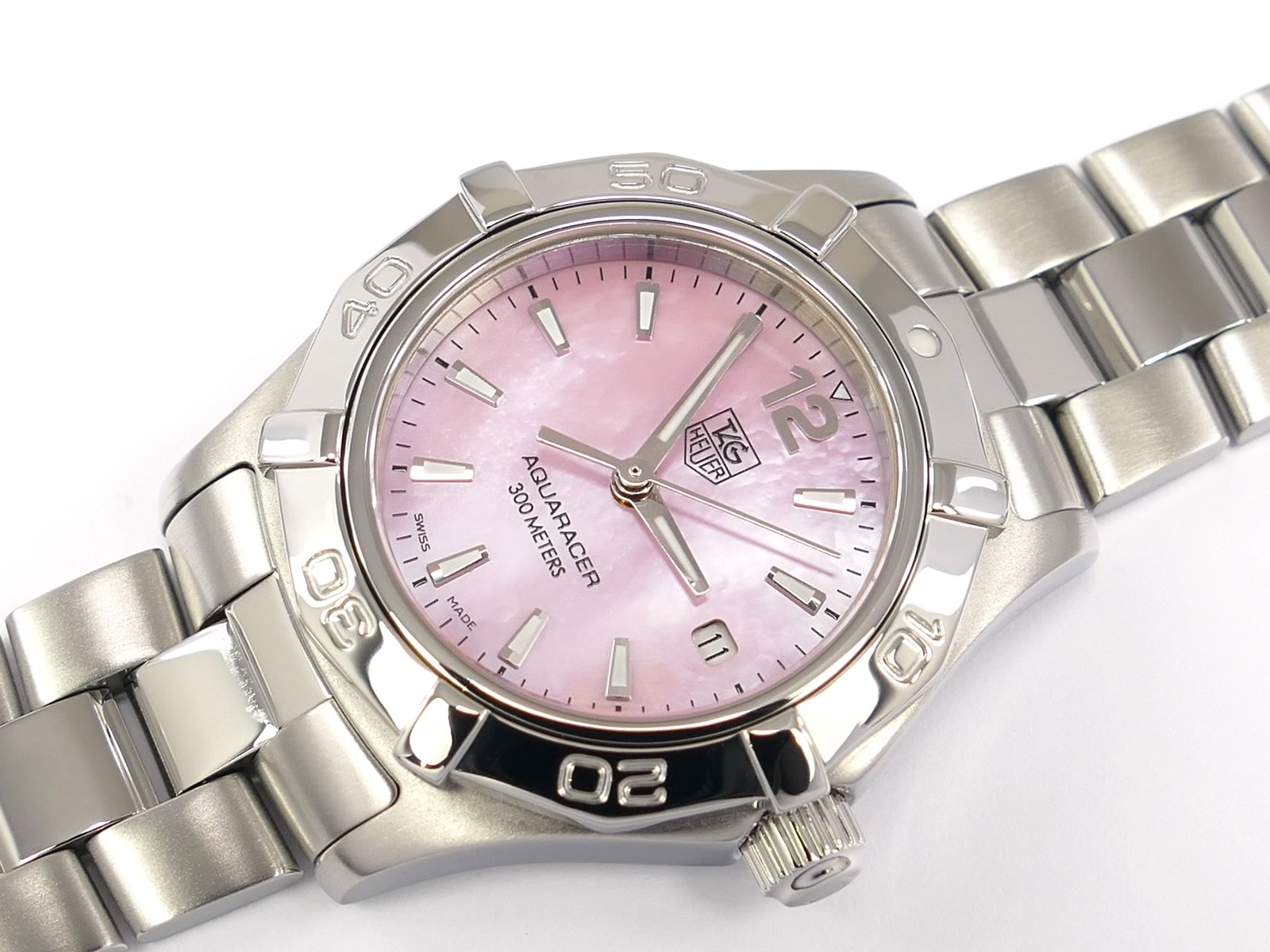 TAG Heuer Aquaracer Lady Pink Mother of Pearl Dial WAF1418.BA0812 date