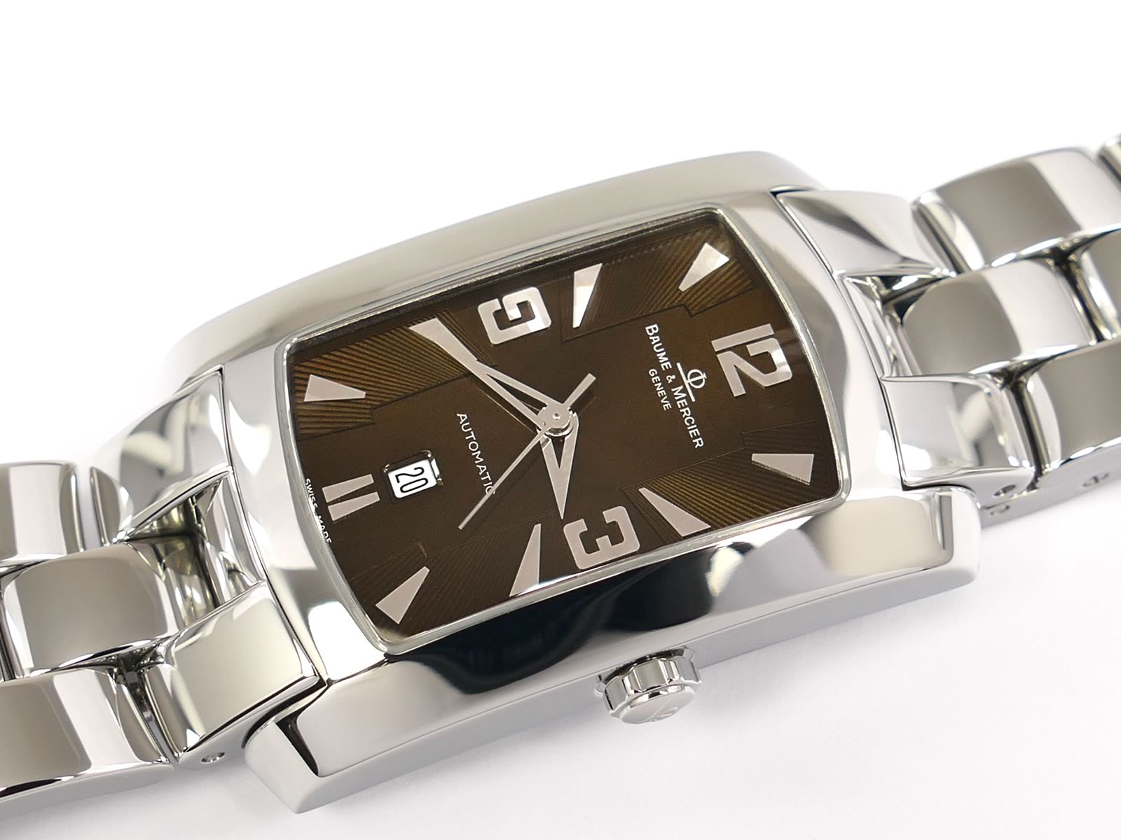 Baume & Mercier Hampton Milleis Brown Automatic 65308 rectangular tank with date