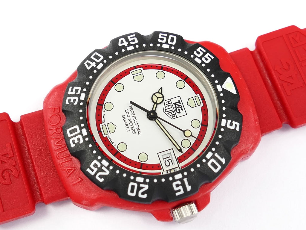 TAG Heuer Formula 1 White & Red 385.513/1 Mid size F1 New Bezel