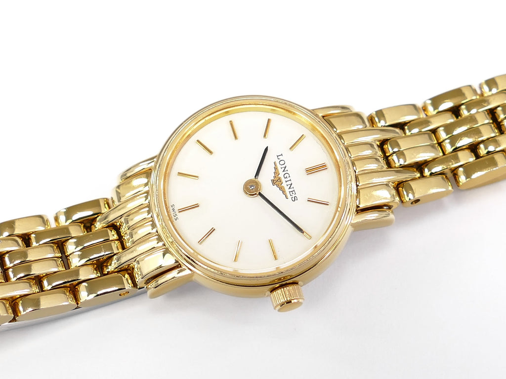 Longines Présence White Dial L4.219.2 Ladies 18k Yellow Gold PVD 