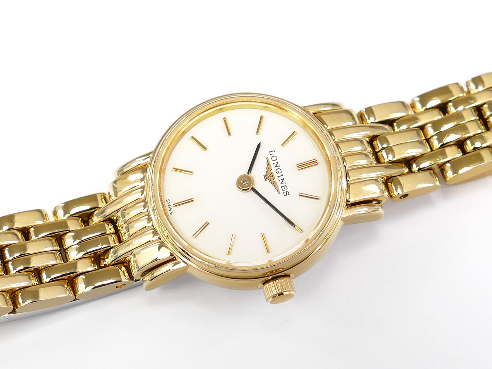 Longines Présence White Dial L4.219.2 Ladies 18k Yellow Gold PVD 