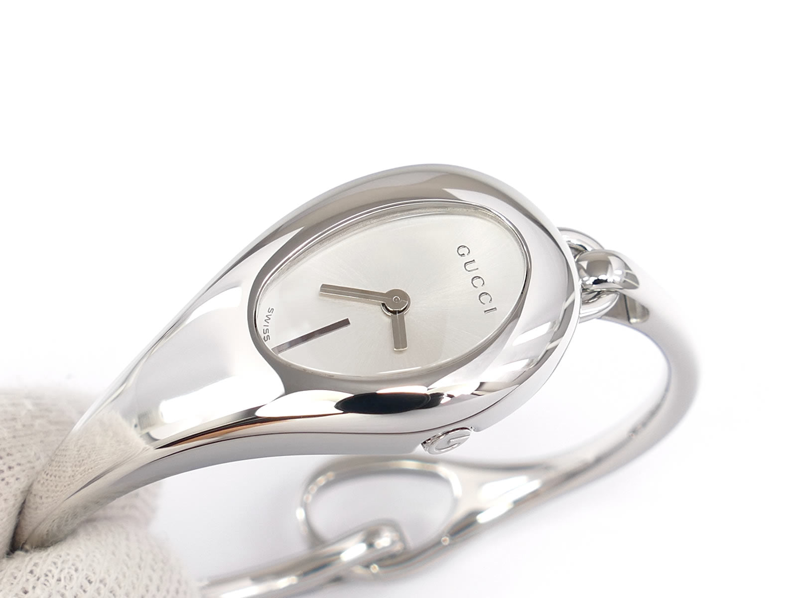 Gucci Horsebit 103 Silver Dial YA103505 Stainless Steel Bangle Quartz Watch