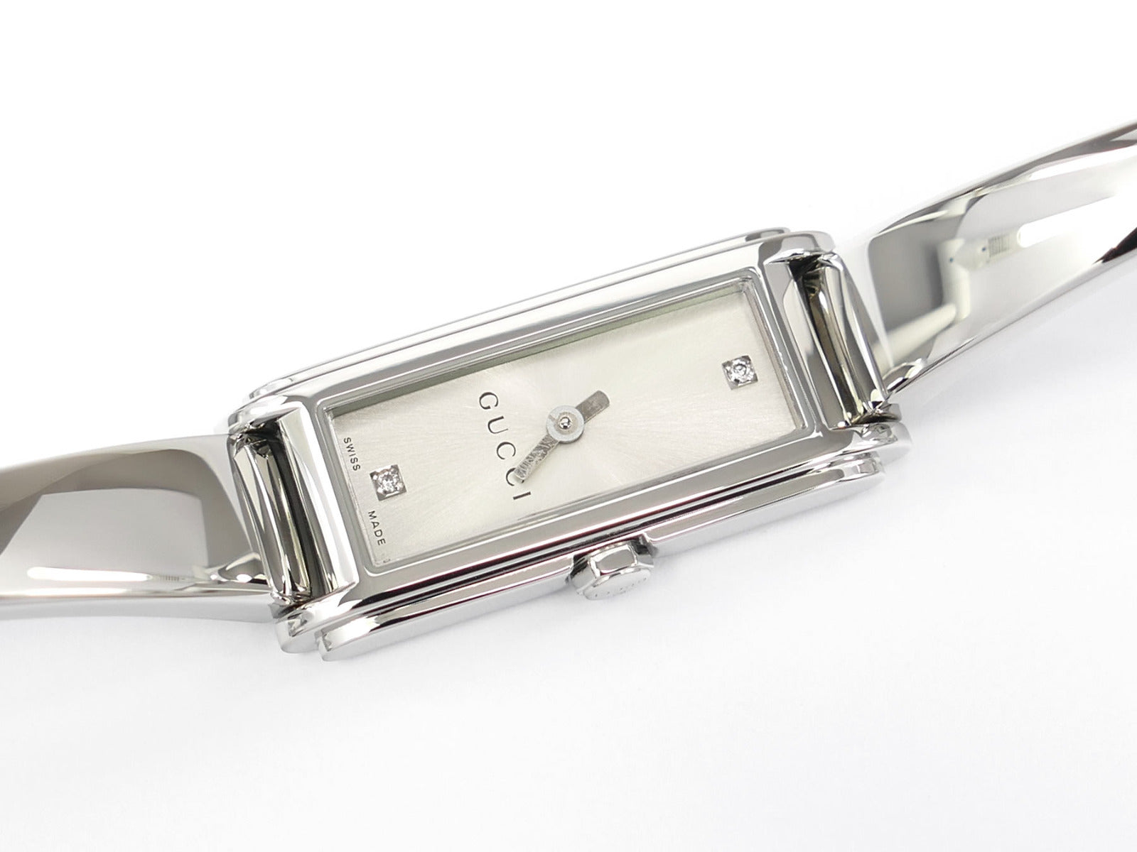 Gucci G-Line Silver Dial with 2 Diamonds YA109519